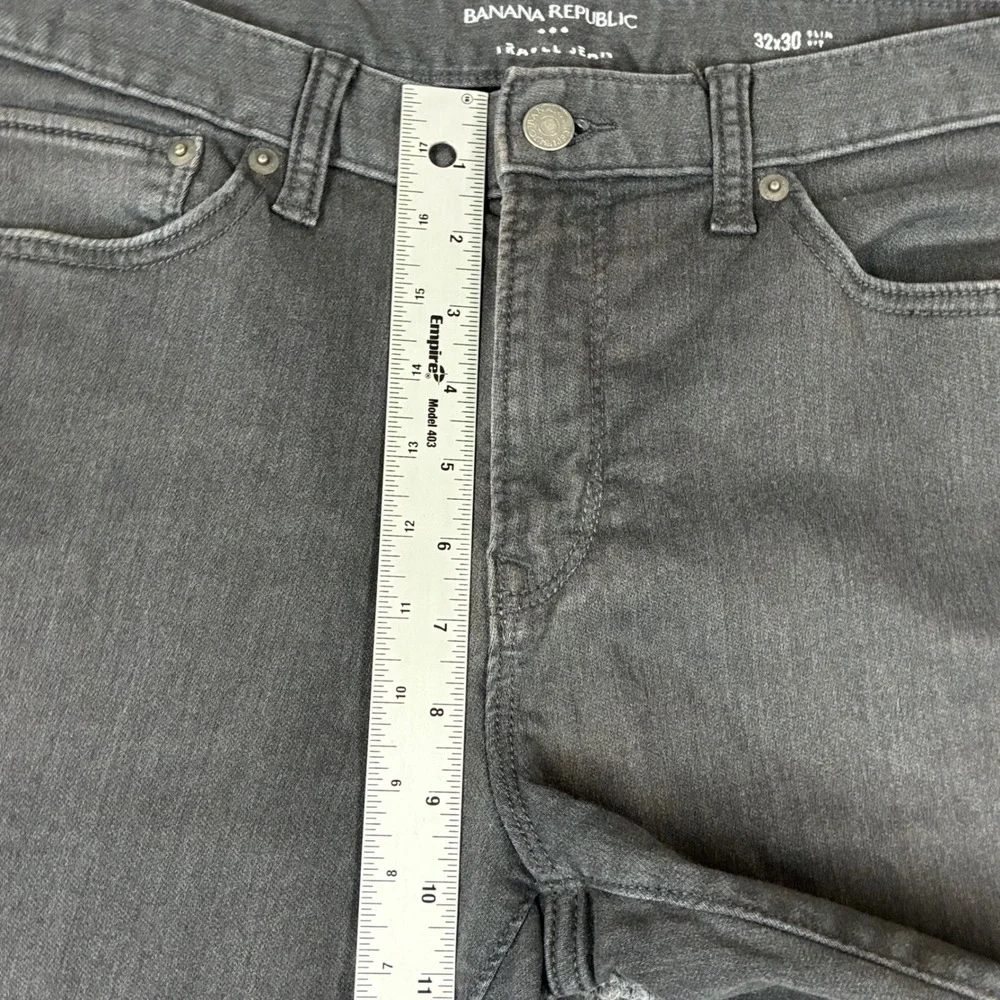 Banana Republic Traveler Jeans Mens 32x30 Slim Fit Charcoal Gray Stretch Denim